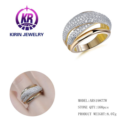 Hot sale full diamond man ring 925 Sterling Silver 14K & 18K gold solid ring Cubic Zirconia for men engagement Kirin Jewelry