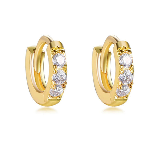 Hot selling round zirconia gold-plated earrings gemstone earrings Simple style jewelry Kirin Jewelry