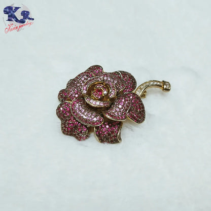 Hot selling very popular gold plated silver flower brooch Kirin Jewelry