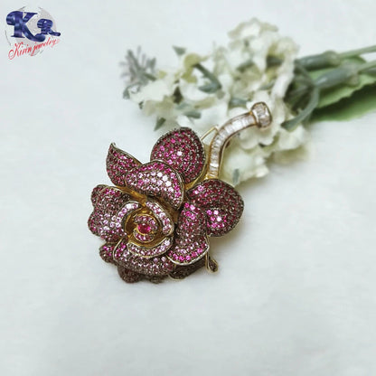 Hot selling very popular gold plated silver flower brooch Kirin Jewelry