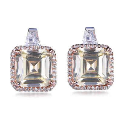 Ins Popular unique simple square sparkle diamond stud earrings designer Pendientes de plata de ley 925 para mujer Kirin Jewelry