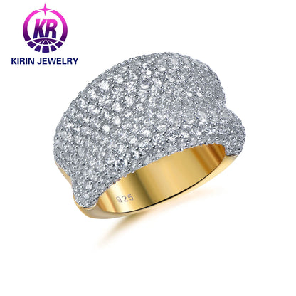Jewelry 18K Gold Plated Full Diamond Band Ring Men Vintage Ring 925 Sterling Silver For Women Kirin Jewelry