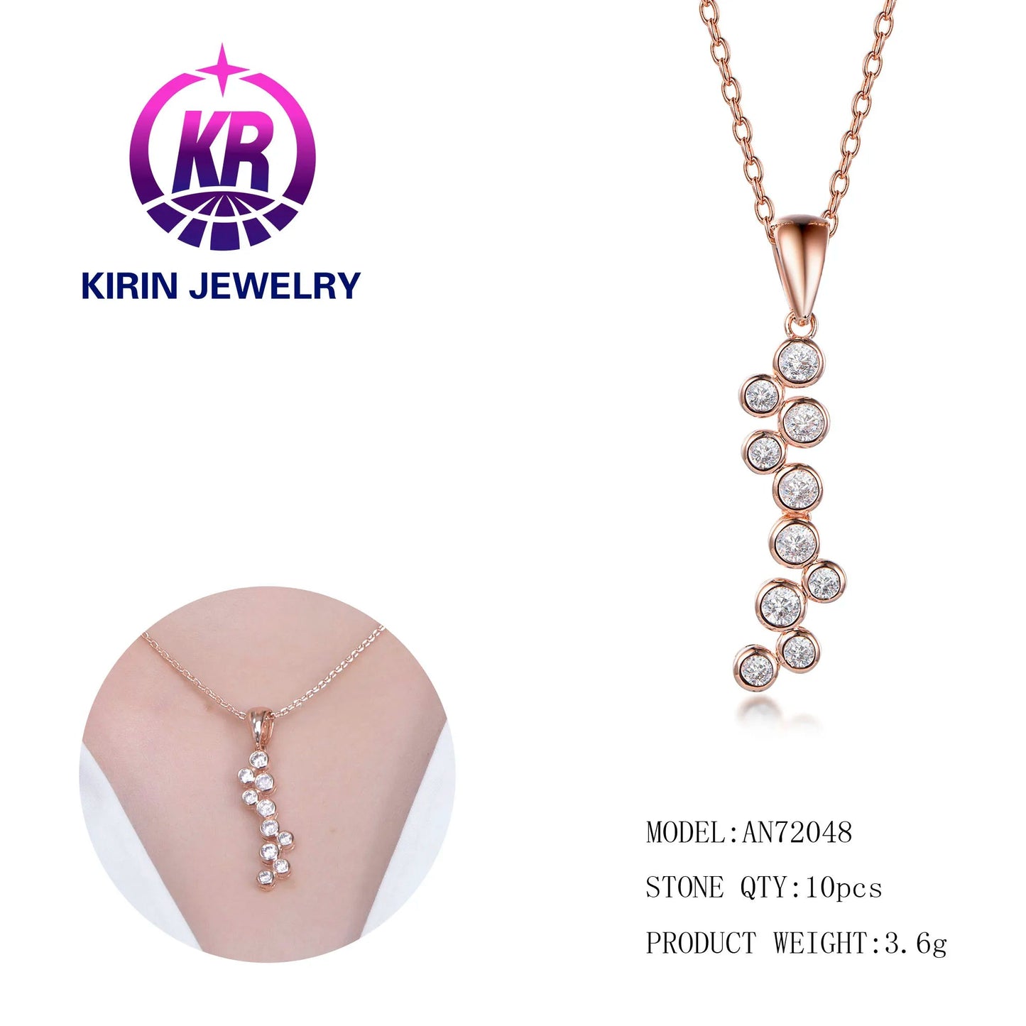 Jewelry Manufacturer 925 Sterling Silver Rose Gold Pendant Necklace Women Accessories Fine Jewelry Wholesale Kirin Jewelry