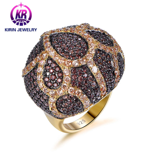 Jewelry wholesale fashion Deep Champagne 925 Sterling Silver diamond 14K & 18K Gold plated rings for women Kirin Jewelry