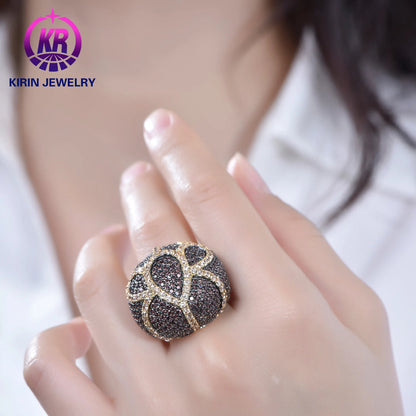 Jewelry wholesale fashion Deep Champagne 925 Sterling Silver diamond 14K & 18K Gold plated rings for women Kirin Jewelry