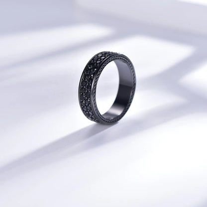 Kirin Jewelry 925 silver band ring black cz black plating ring fashion ring Kirin Jewelry