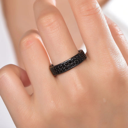 Kirin Jewelry 925 silver band ring black cz black plating ring fashion ring Kirin Jewelry