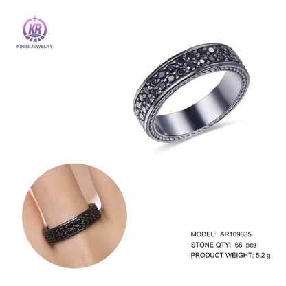 Kirin Jewelry 925 silver band ring black cz black plating ring fashion ring Kirin Jewelry