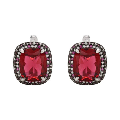 Kirinjewelry 21524 earring hoop drop stud channel earrings ruby zircon diamond 925 sterling silver food earring charms Kirin Jewelry