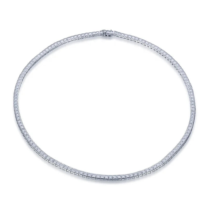 Lab Diamond White Gold Tennis Chain Necklace 