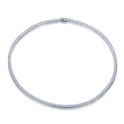 Lab Diamond White Gold Tennis Chain Necklace 