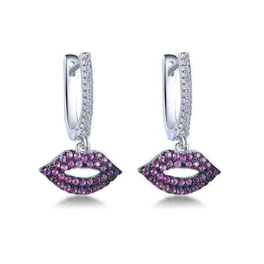 Lip shape hip hop earrings sexy female personality jewelry purple 925 silver Kirin Jewelry