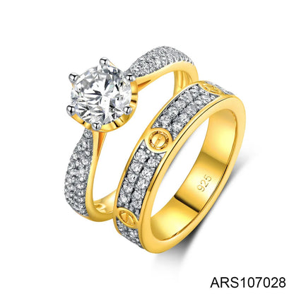 Lover Gift Jewelry Brass Gold Plated Couples Marriage Ring Engagement Fashion Ring 2Pcs Set Kirin Jewelry