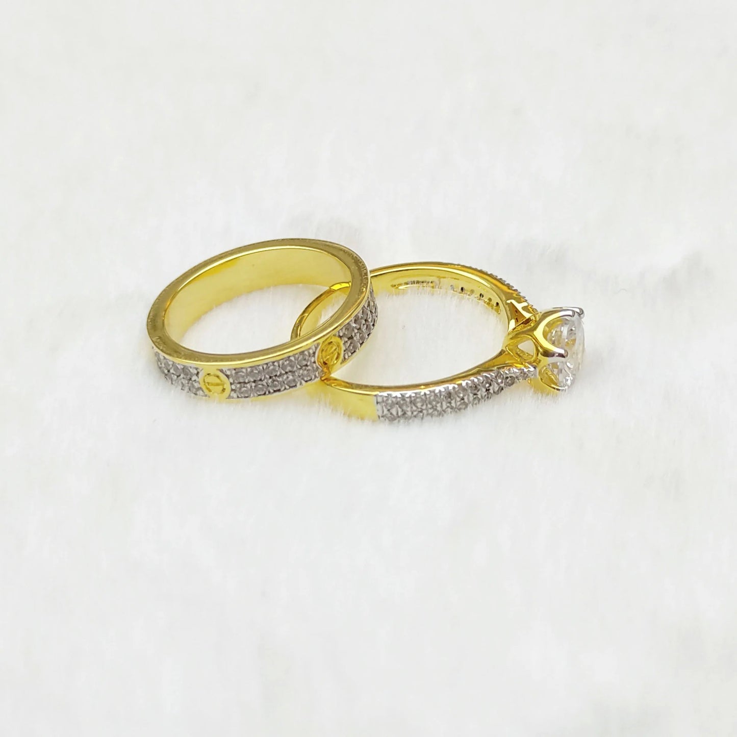 Lover Gift Jewelry Brass Gold Plated Couples Marriage Ring Engagement Fashion Ring 2Pcs Set Kirin Jewelry