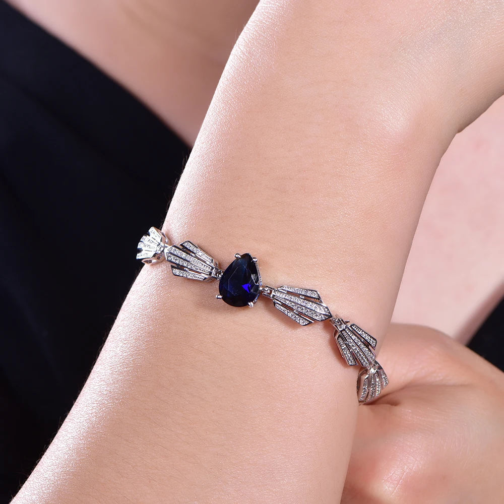 Luxury 925 sterling silver bracelet drop blue natural stone hand bracelet fashion bracelet pierr naturel women men gift Kirin Jewelry