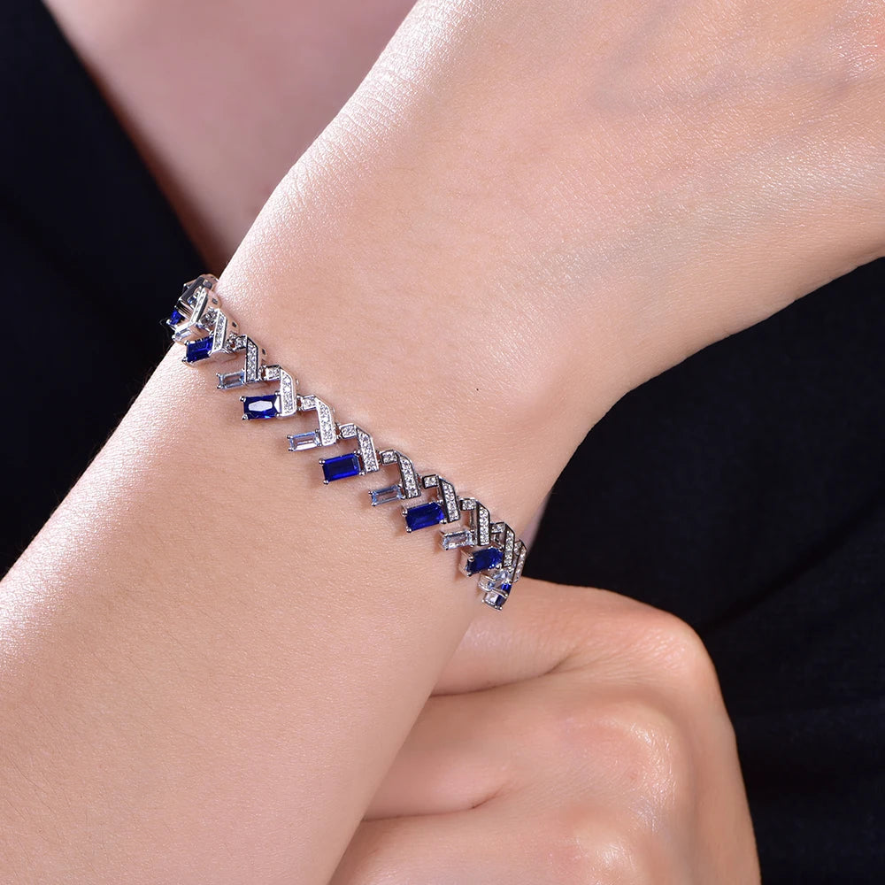 Luxury 925 sterling silver bracelet drop blue natural stone hand bracelet fashion bracelet pierr naturel women men gift Kirin Jewelry