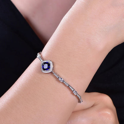 Luxury 925 sterling silver bracelet drop blue natural stone hand bracelet fashion bracelet pierr naturel women men gift Kirin Jewelry