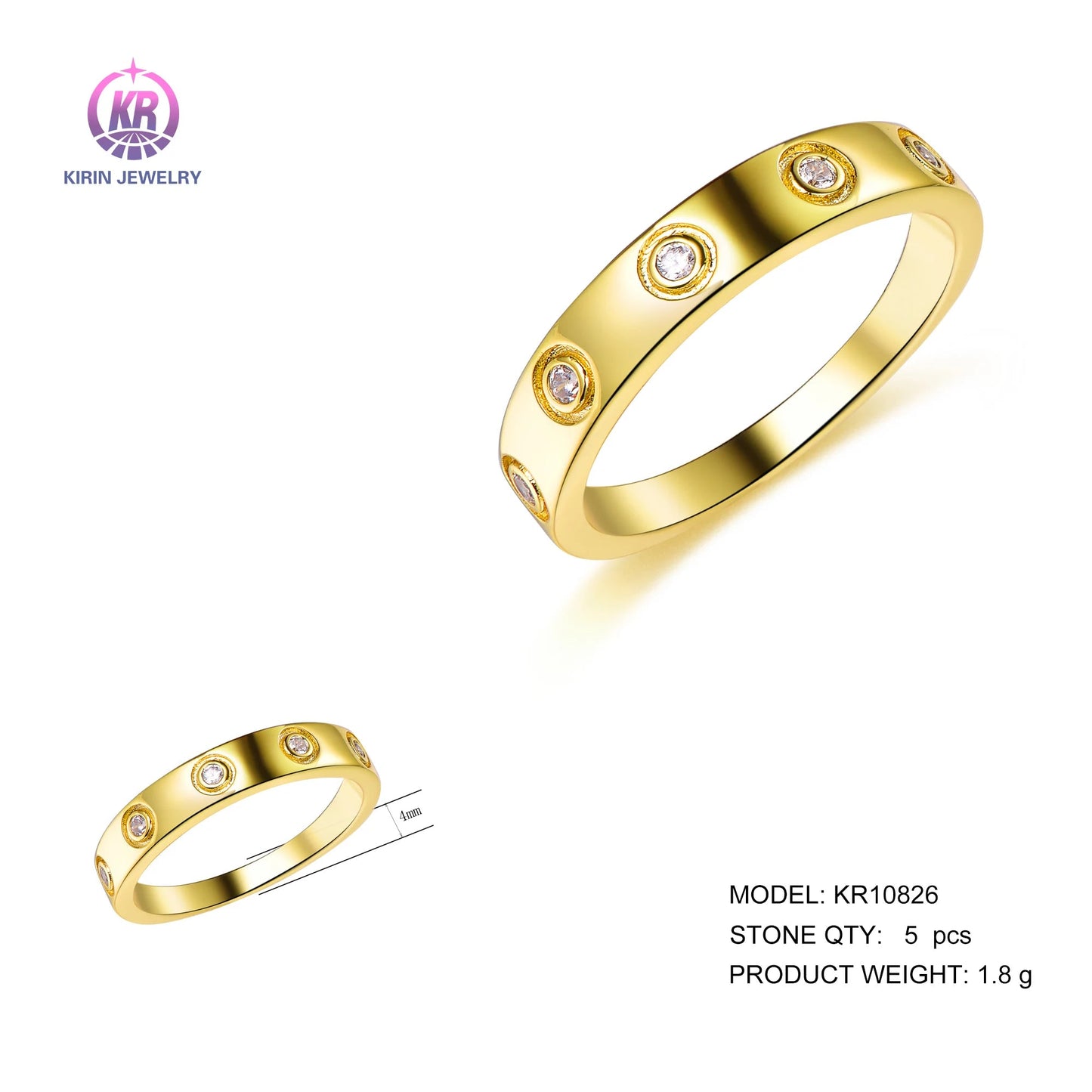 Luxury Classic Designer Brand Jewelry copper Steel Gold Plated Love Diamond Ring For Men And Women Customizable Kirin Jewelry