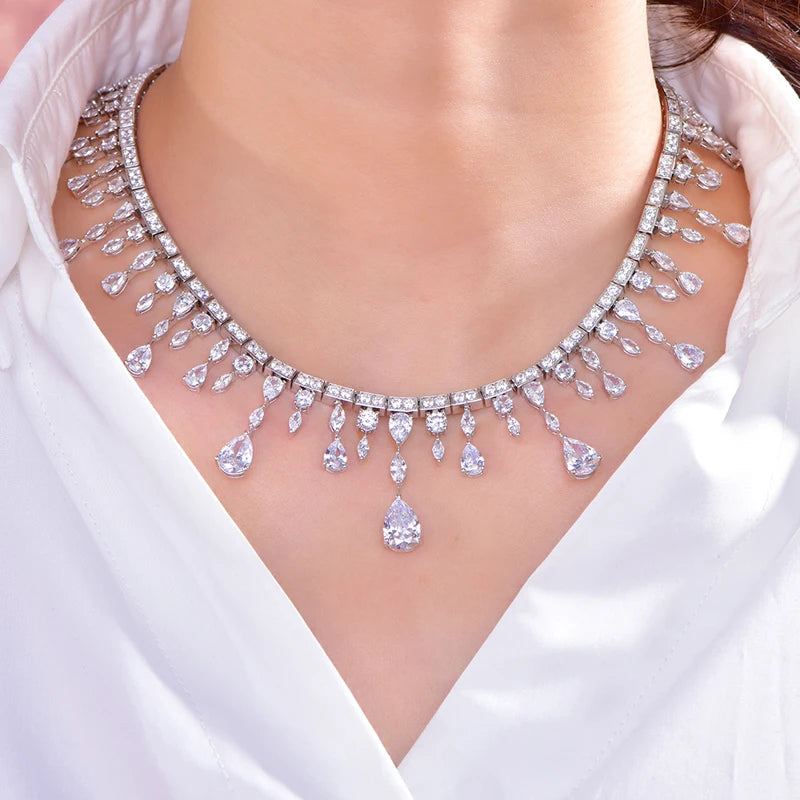 Luxury Designer Jewelry Diamond 925 Silver Rhodium Plated Bridal Choker Necklace Kirin Jewelry