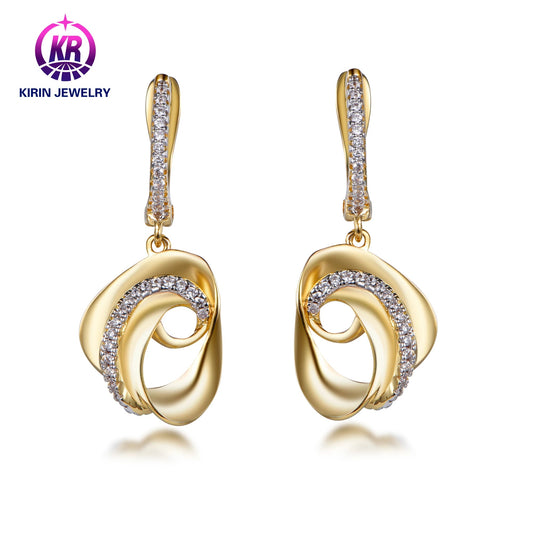 Luxury Glitter 14K & 18K Gold jewellery Gemstone Hoop Earrings  jewelry ladies gemstone earrings for women Kirin Jewelry