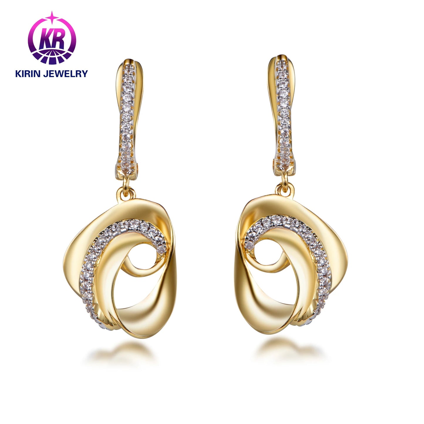 Luxury Glitter 14K & 18K Gold jewellery Gemstone Hoop Earrings jewelry ladies gemstone earrings for women Kirin Jewelry