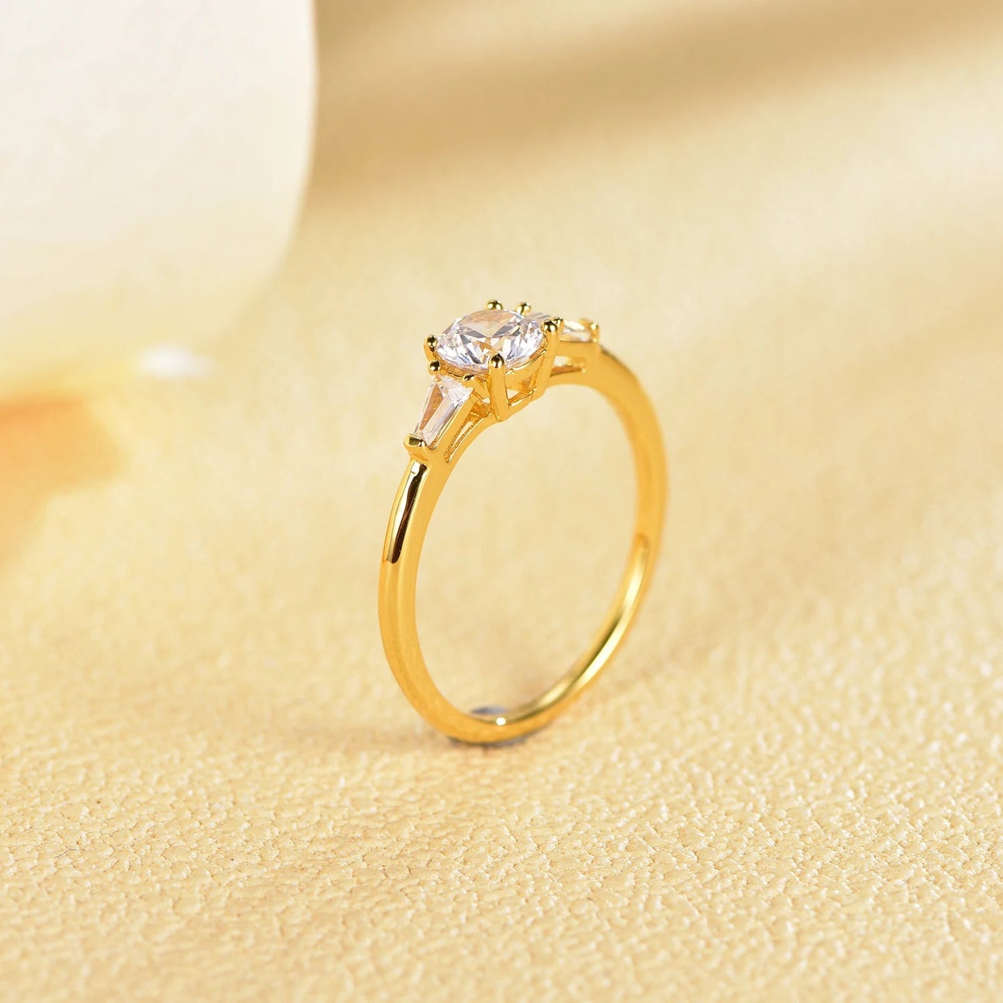 Luxury Minimalist Zircon Ring Gold Plated Round Flower Cuff Ring For Women Fashion Jewelry Kirin Jewelry
