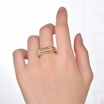 Luxury Personalized Design Zircon Ring with Gold Plated Cubic Zircon Beads Layered Ring Kirin Jewelry