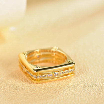 Luxury Personalized Design Zircon Ring with Gold Plated Cubic Zircon Beads Layered Ring Kirin Jewelry