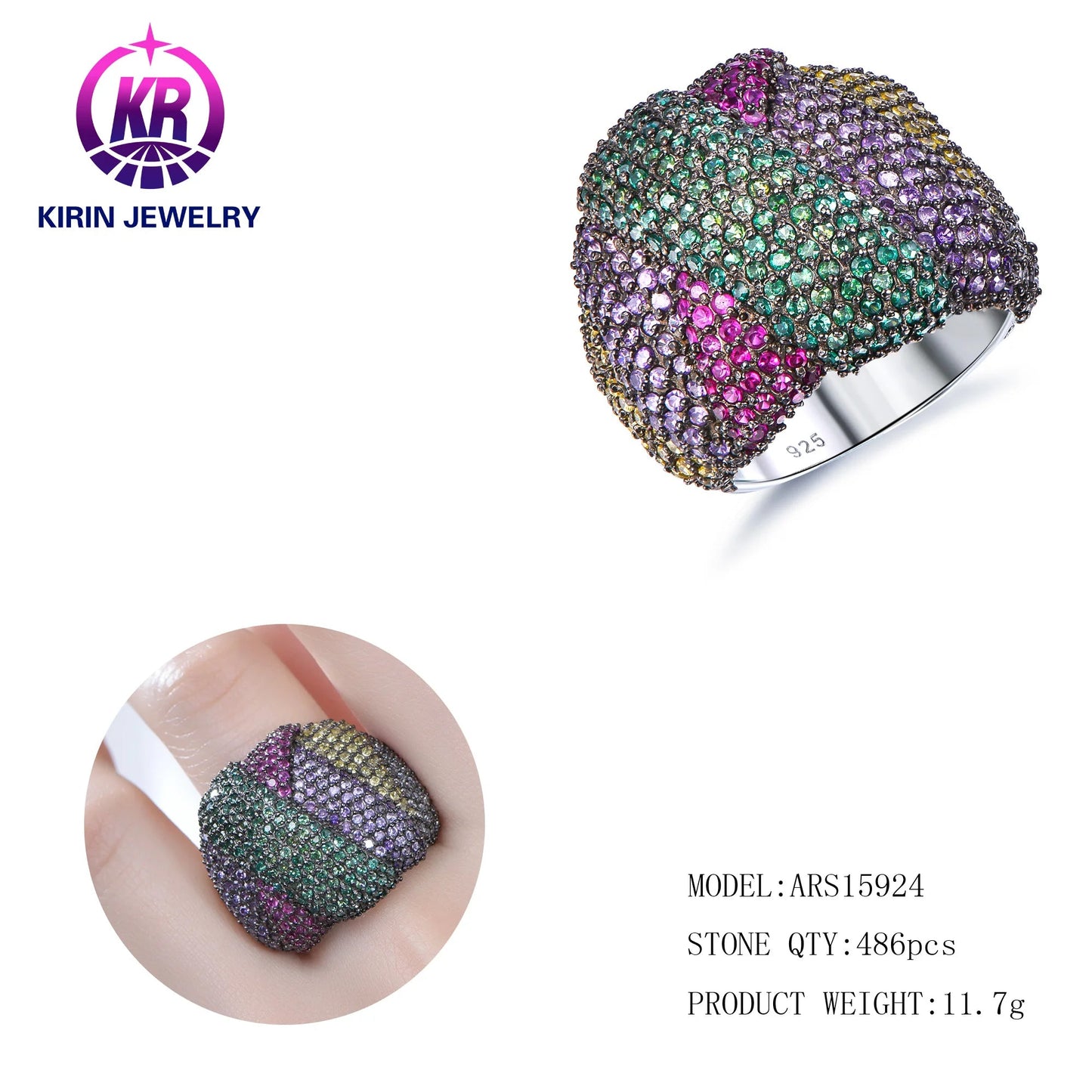 Luxury Silver Rings 925 Sterling Silver Light Purple 3A White Cubic Zirconia Engagement Ring Jewelry Women Gifts Kirin Jewelry