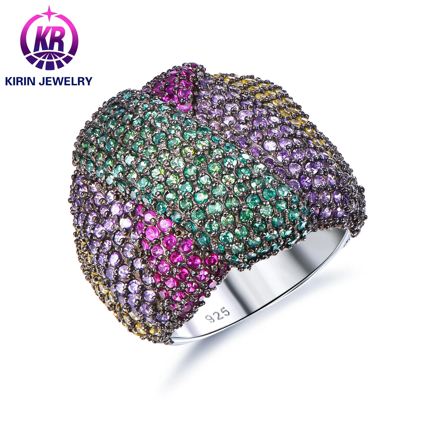 Luxury Silver Rings 925 Sterling Silver Light Purple 3A White Cubic Zirconia Engagement Ring Jewelry Women Gifts Kirin Jewelry