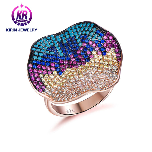 Luxury Silver Rings Women 925 Sterling Silver Blue Spinel Yellow Gold Zircon Engagement Ring Jewelry Gifts Kirin Jewelry