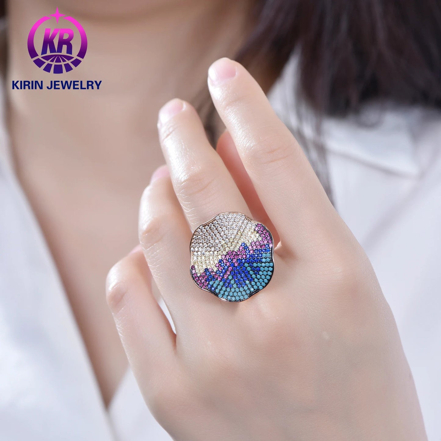 Luxury Silver Rings Women 925 Sterling Silver Blue Spinel Yellow Gold Zircon Engagement Ring Jewelry Gifts Kirin Jewelry