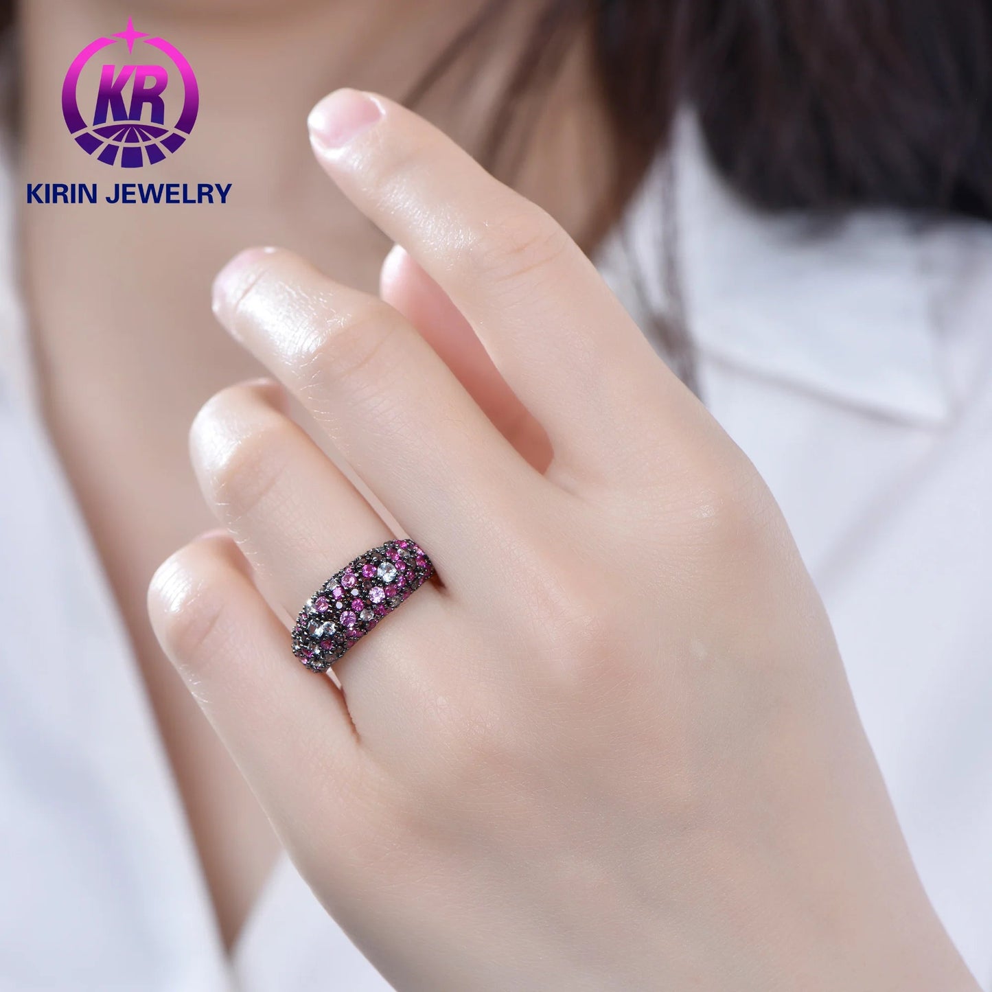 Luxury Sparkling Full Diamond Finger 925 Sterling Silver Gold Plated Ring Men Women Rings Zirconia Hiphop Gemstone Rings Kirin Jewelry