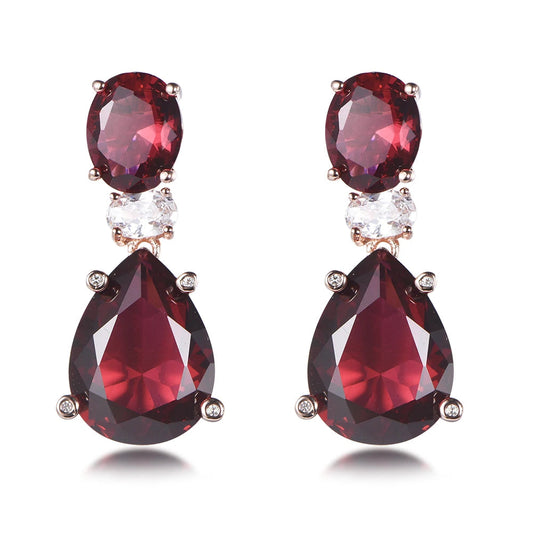 Luxury garnet earrings 925 sterling silver long earring sets for women jewelry fashion earrings trend 2022 Kirin Jewelry