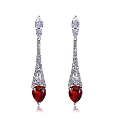 Luxury garnet earrings 925 sterling silver long earring sets for women jewelry fashion earrings trend 2022 Kirin Jewelry