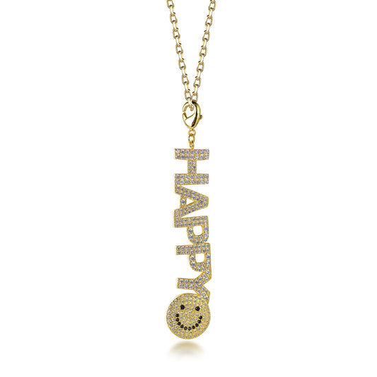 Mens Womens Capital Letter Yellow Gold Plated Letter Pendant 925 Silver Snake Chain Smiley Letter Pendant Kirin Jewelry