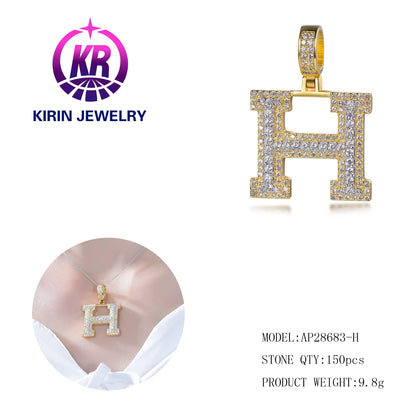 Mini A-Z Diamond Crown Initial Letters Chain Necklaces Pendant For Men Women Gold Chain Cubic Hip Hop Charm Jewelry Gifts Kirin Jewelry