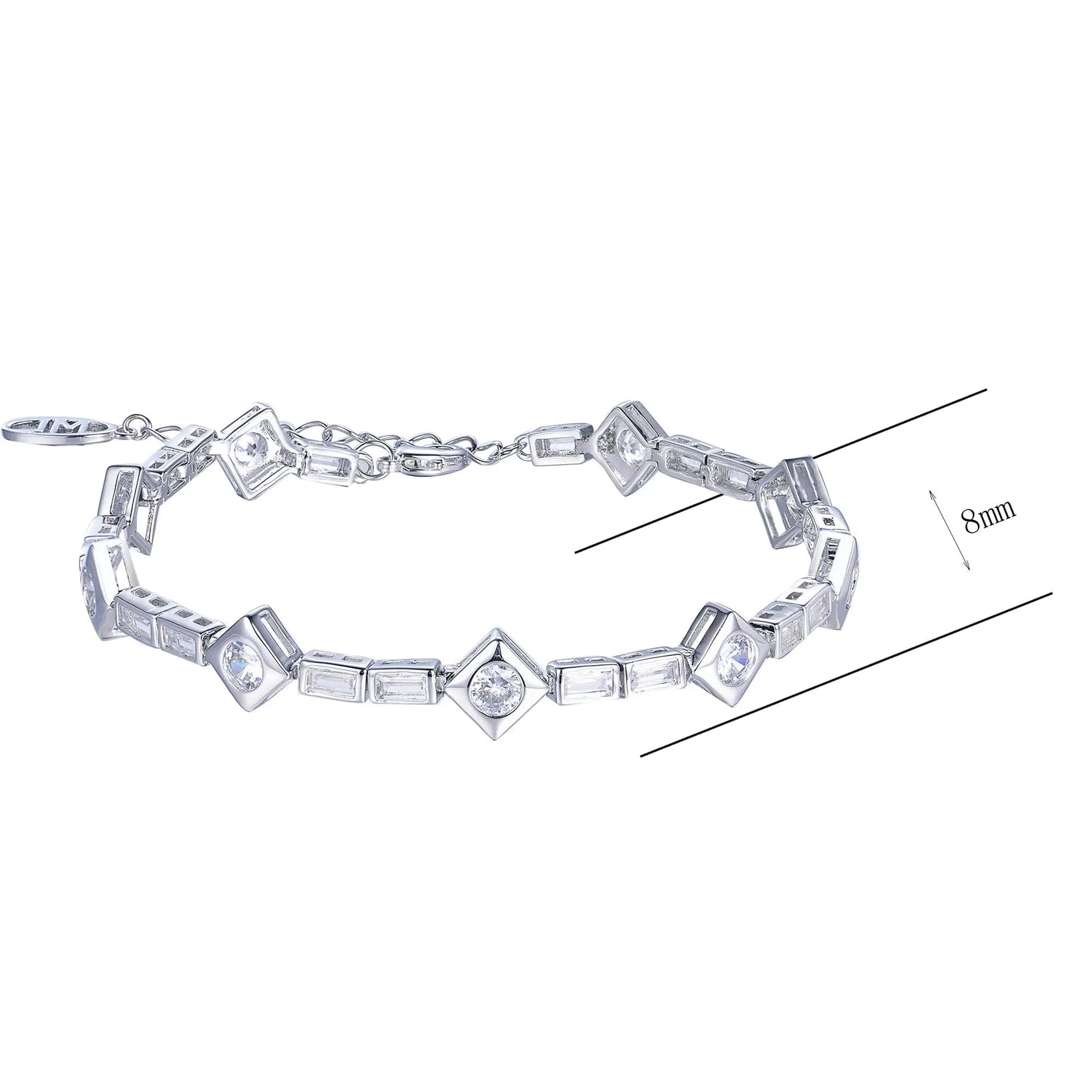 fine minimalist style geometric s925 CZ bracelet rhodium plating for women bracelet jewelry