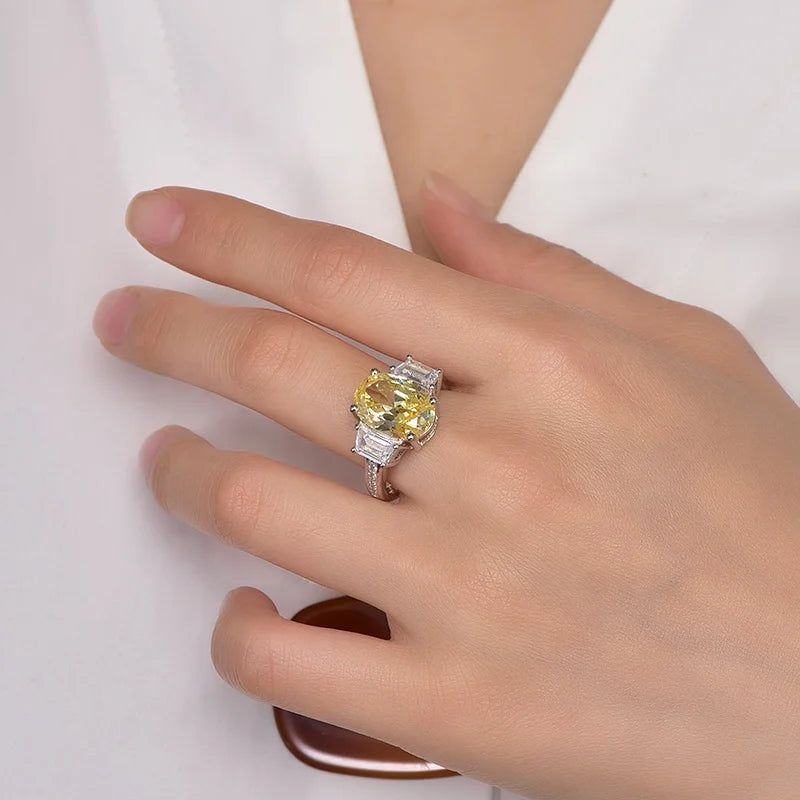 Mystic Topaz Ring for Women Citrine Naturel Ring 2022 New Arrivals Canary Oval Diamond Citrine Ring Kirin Jewelry