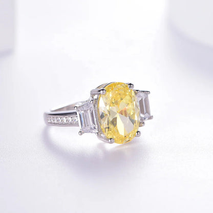 Mystic Topaz Ring for Women Citrine Naturel Ring 2022 New Arrivals Canary Oval Diamond Citrine Ring Kirin Jewelry