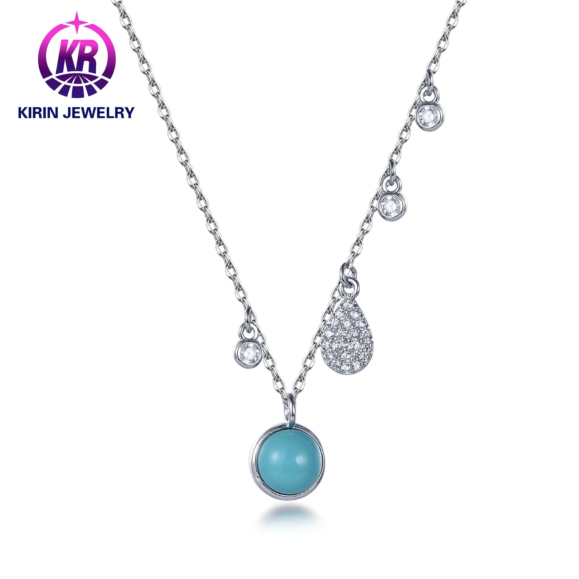 Necklace Wholesale 2023 Ins Fashion Women blue gemstone Pendant Necklace Women Kirin Jewelry