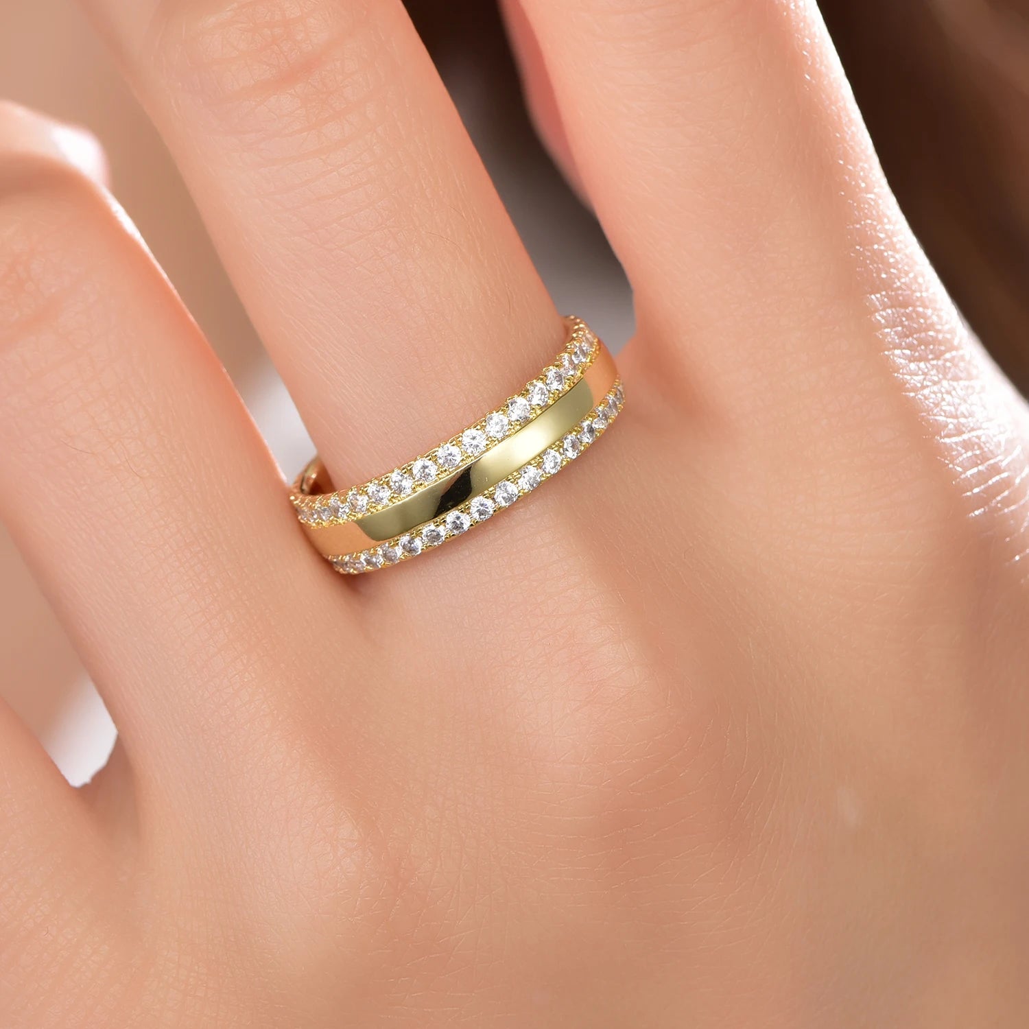 New gold plated wedding 925 sterling silver women men gold wedding ring for women Kirin Jewelry