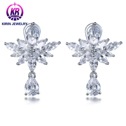 New 925 Silver White Cubic Zirconia Diamond Earrings for Women's Platinum Diamond Earrings Kirin Jewelry