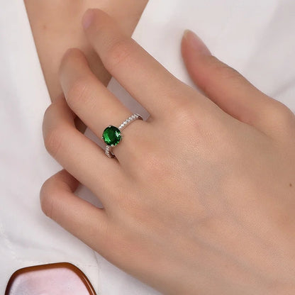 New 925 Sterling Silver Rings Jewellery Micro Prong Emerald Ring Eternity CZ Stone Bands Ring Kirin Jewelry