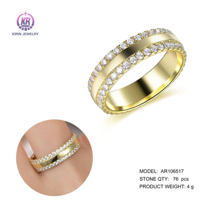 925 gold silver Railroad diamond ring eternity engagement wedding rings for women Kirin Jewelry