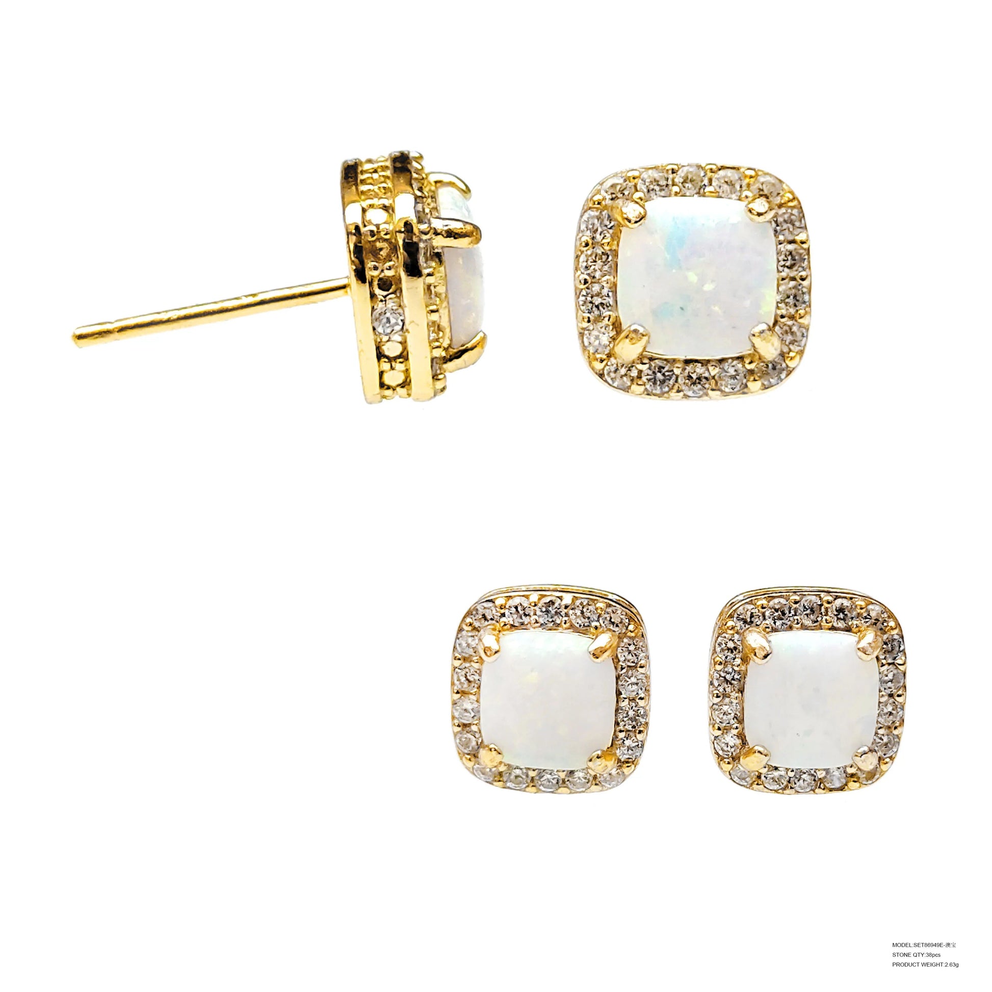 New 925 sterling silver with aaaaa zircon Opal diamond gold earrings for Women 2021 925 sterling silver earrings stud earrings Kirin Jewelry