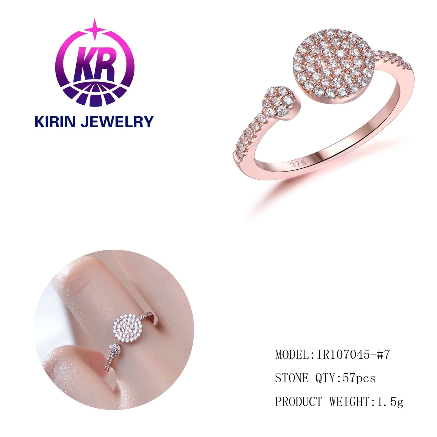 New Exquisite Geometric Round Rings Jewelry Women Fashion Temperament Simple Jewelry Open Ring Kirin Jewelry