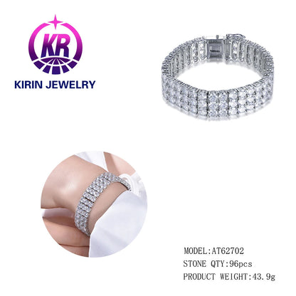 New Fashion 925 Sterling Silver Couple Bracelet Jewelry Rhodium Plated Crystal Bracelet Tennis Bracelet Women Men Kirin Jewelry