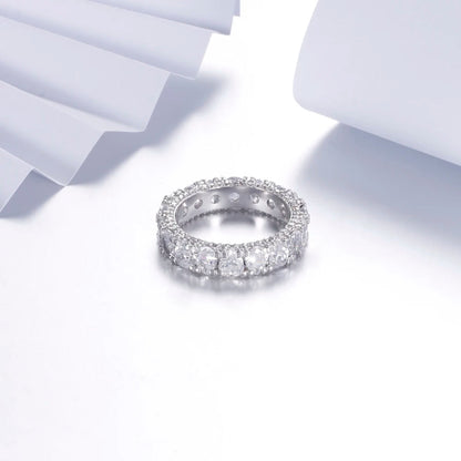 Fine 925 Silver High Quality CZ Promise Pave Wedding Band for Stackable Rings