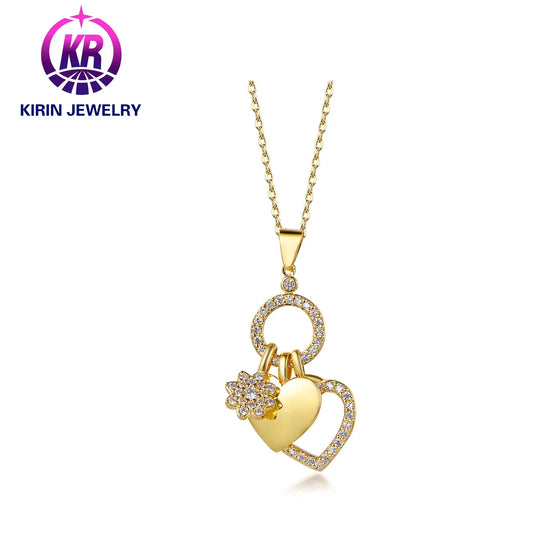 New fashion fine jewelry 925 sterling silver 18k gold plated custom chain heart necklaces for women Kirin Jewelry